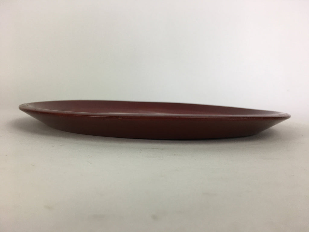 Japanese Wooden Lacquered Tray Obon Vtg Nurimono Brown Round Shape UR502