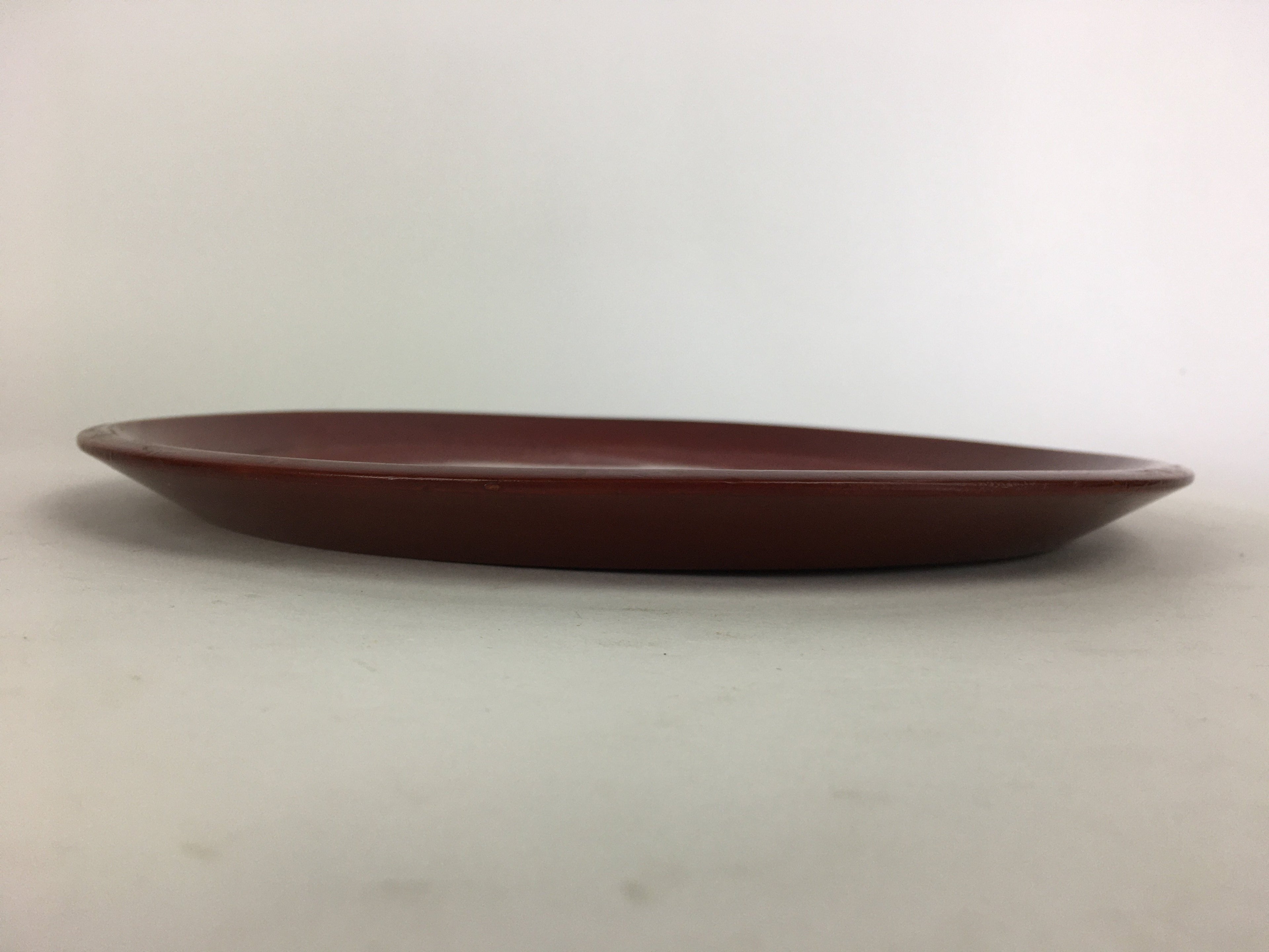 Japanese Wooden Lacquered Tray Obon Vtg Nurimono Brown Round Shape UR502