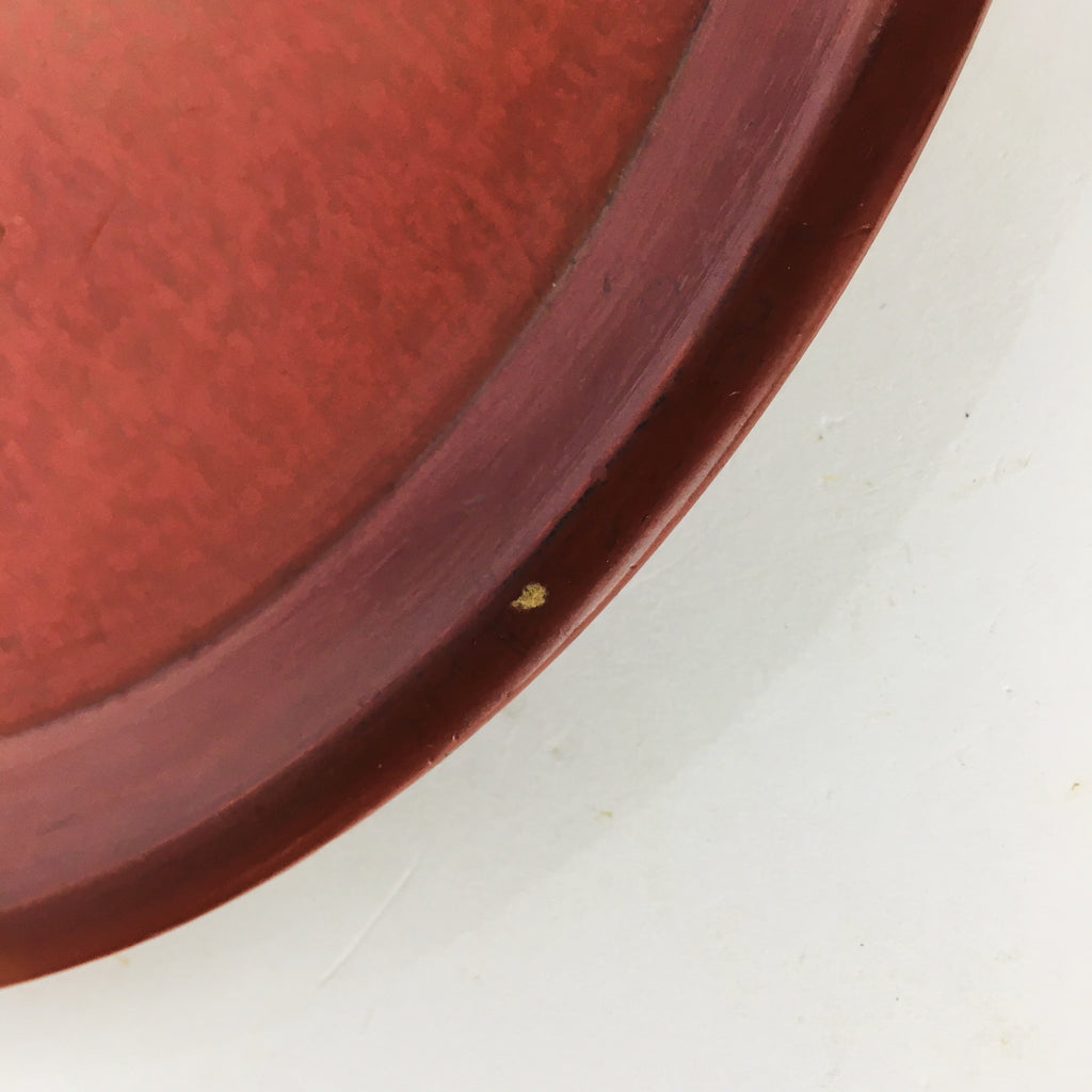 Japanese Wooden Lacquered Tray Obon Vtg Nurimono Brown Round Shape UR502