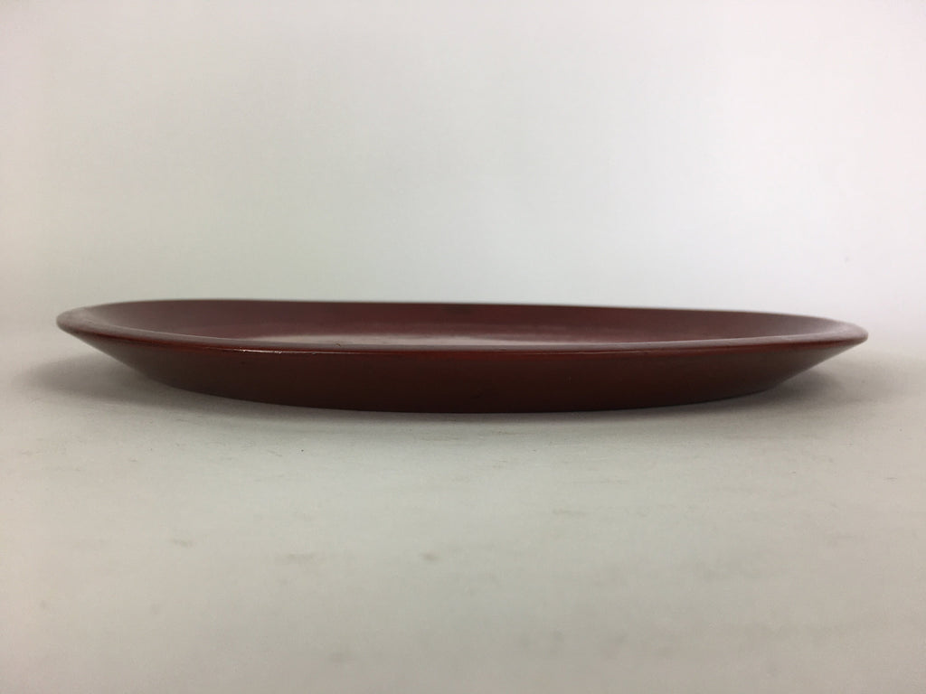 Japanese Wooden Lacquered Tray Obon Vtg Nurimono Brown Round Shape UR502