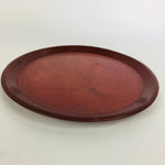 Japanese Wooden Lacquered Tray Obon Vtg Nurimono Brown Round Shape UR502