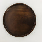 Japanese Wooden Lacquered Tray Obon Vtg Nurimono Brown Round Shape UR503
