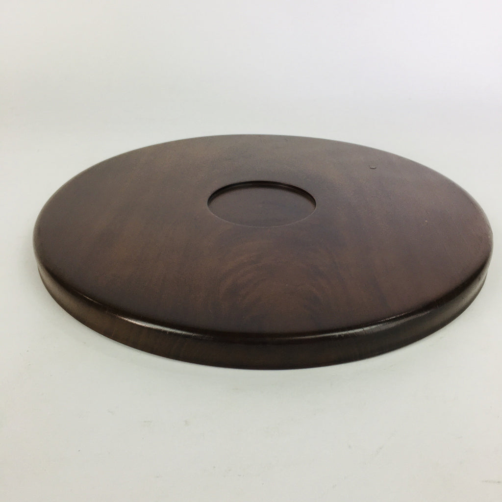 Japanese Wooden Lacquered Tray Obon Vtg Nurimono Brown Round Shape UR503