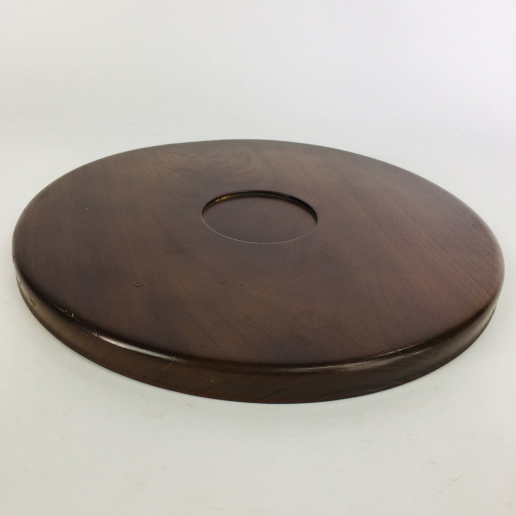 Japanese Wooden Lacquered Tray Obon Vtg Nurimono Brown Round Shape UR503