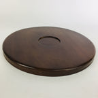 Japanese Wooden Lacquered Tray Obon Vtg Nurimono Brown Round Shape UR503