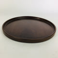 Japanese Wooden Lacquered Tray Obon Vtg Nurimono Brown Round Shape UR503