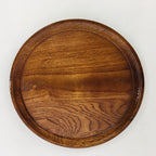 Japanese Wooden Lacquered Tray Obon Vtg Nurimono Brown Round Shape UR505