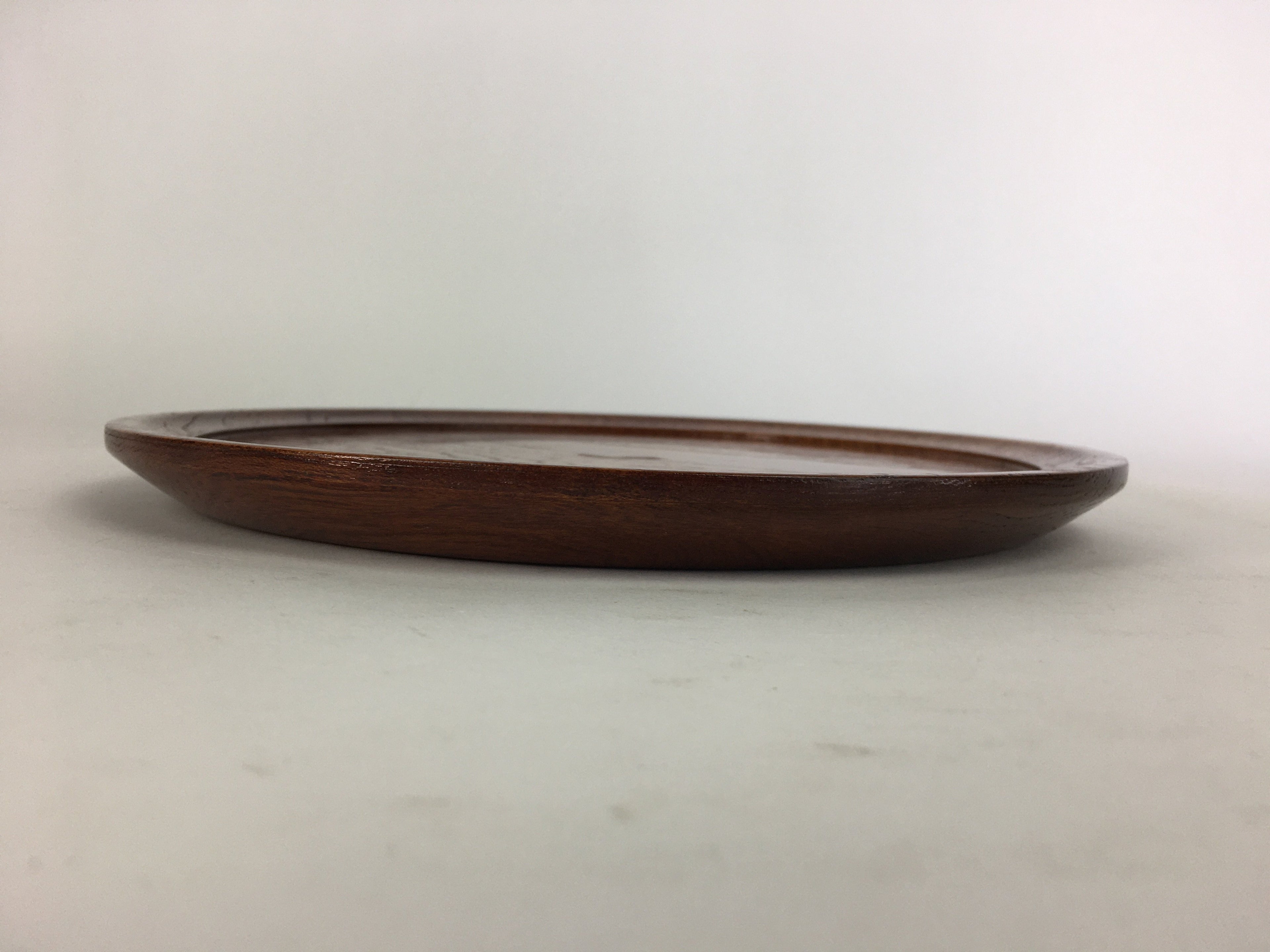 Japanese Wooden Lacquered Tray Obon Vtg Nurimono Brown Round Shape UR505