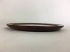 Japanese Wooden Lacquered Tray Obon Vtg Nurimono Brown Round Shape UR505