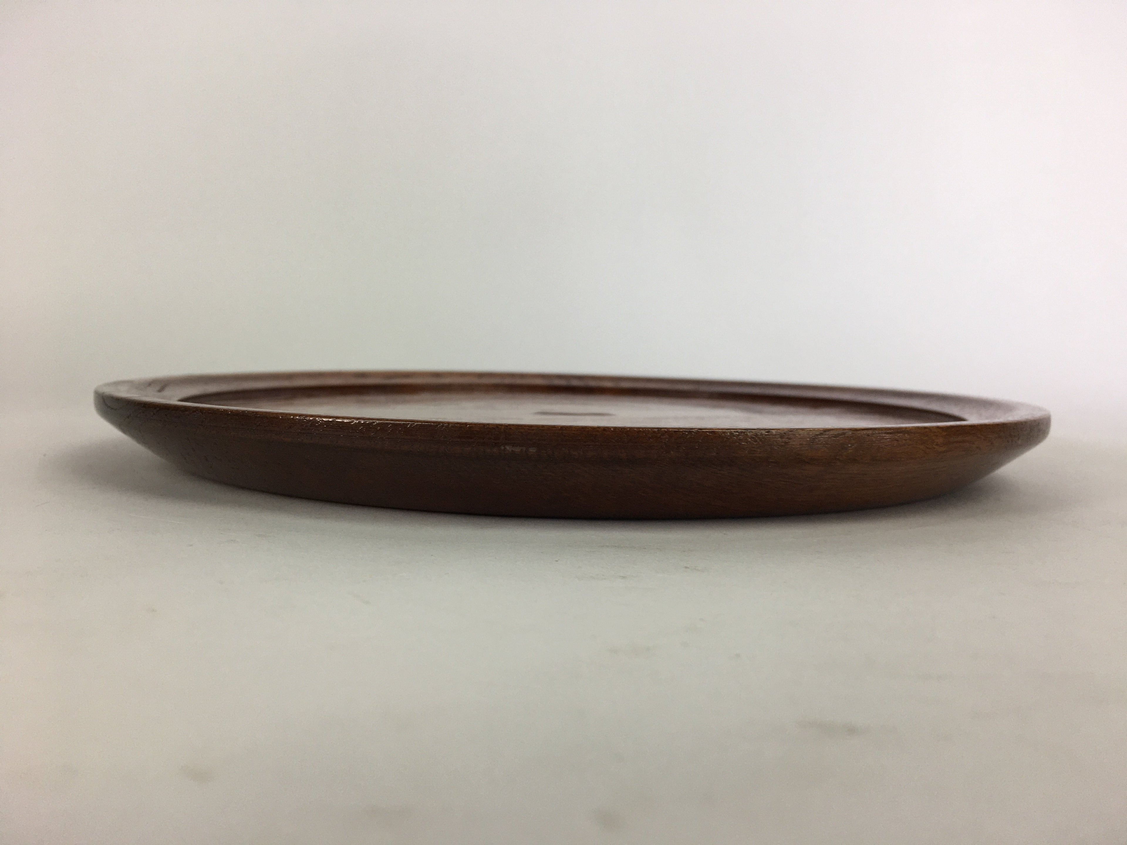 Japanese Wooden Lacquered Tray Obon Vtg Nurimono Brown Round Shape UR505