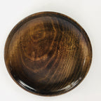 Japanese Wooden Lacquered Tray Obon Vtg Nurimono Brown Round Shape UR507