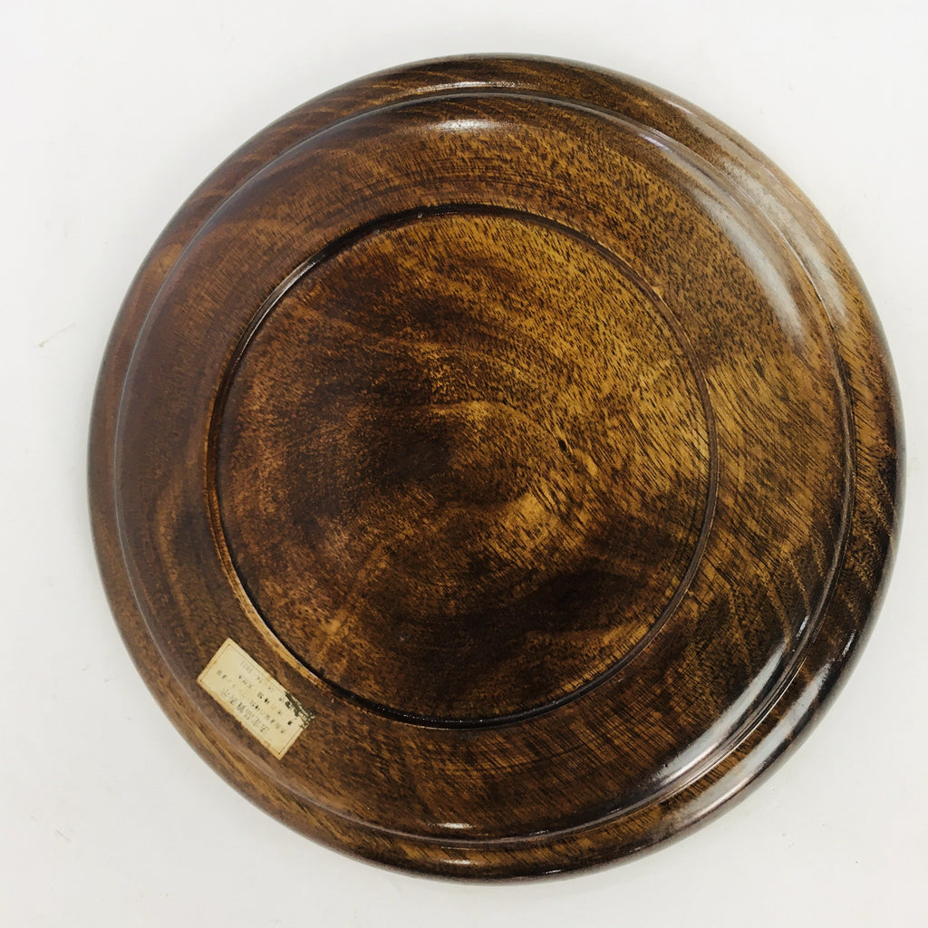 Japanese Wooden Lacquered Tray Obon Vtg Nurimono Brown Round Shape UR507