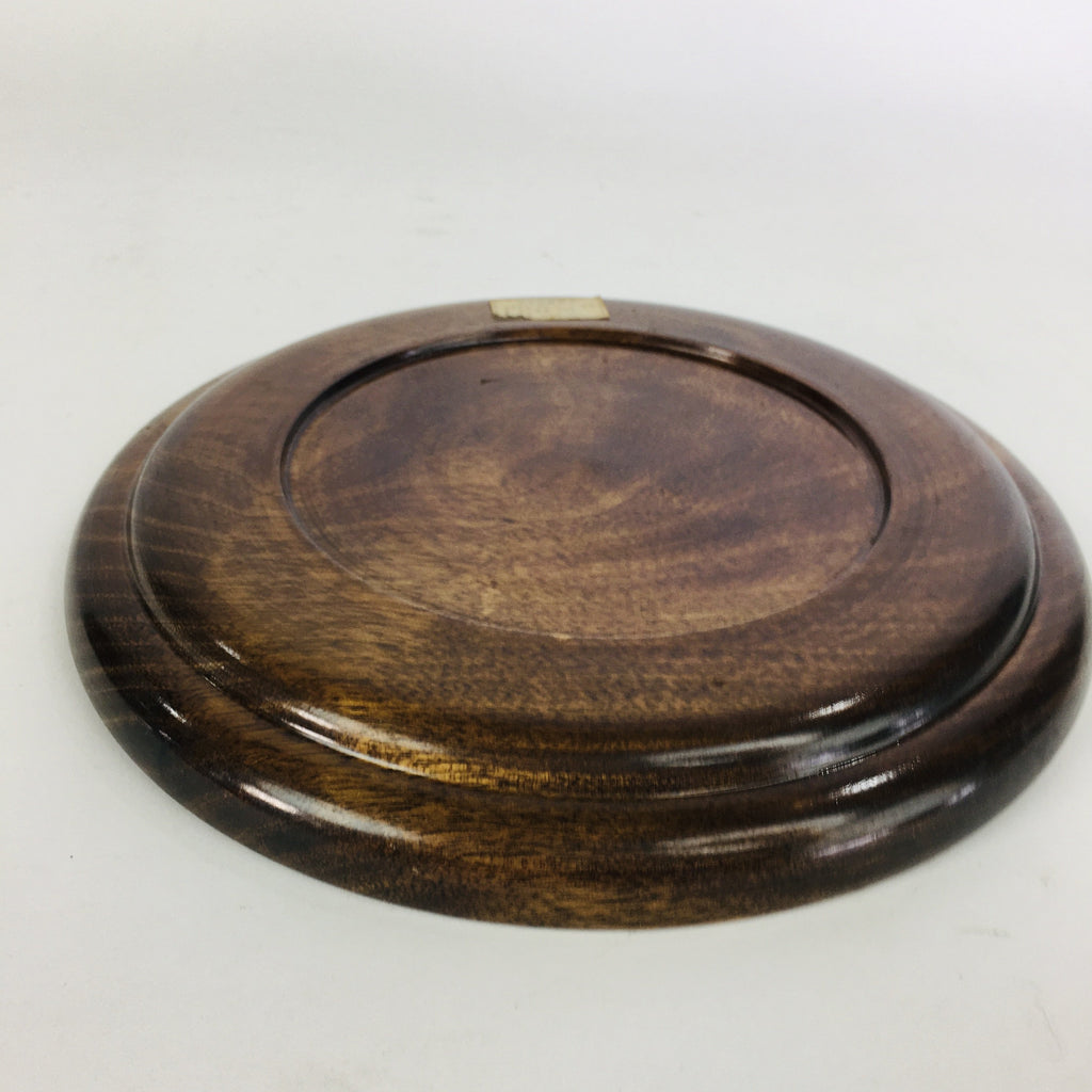 Japanese Wooden Lacquered Tray Obon Vtg Nurimono Brown Round Shape UR507
