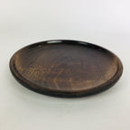 Japanese Wooden Lacquered Tray Obon Vtg Nurimono Brown Round Shape UR507