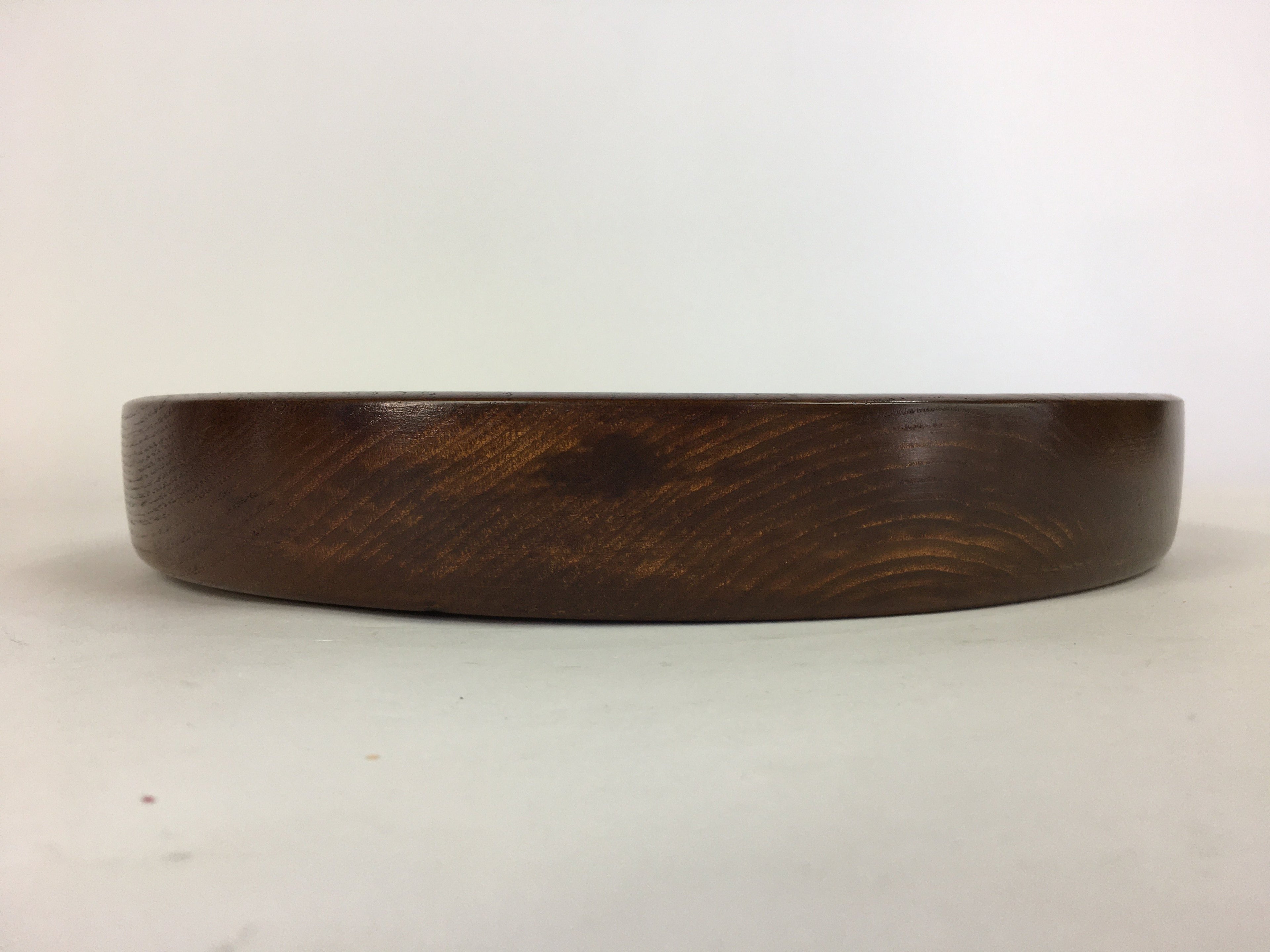 Japanese Wooden Lacquered Tray Obon Vtg Nurimono Brown Round Shape UR521