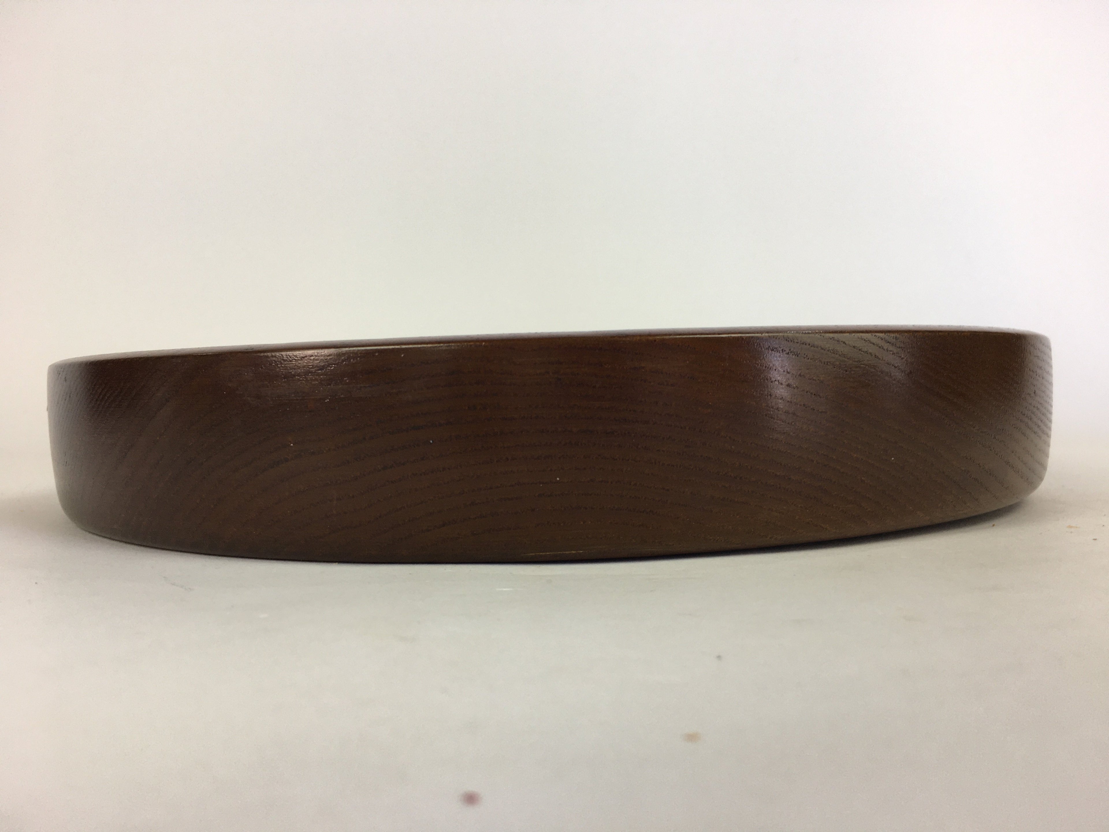 Japanese Wooden Lacquered Tray Obon Vtg Nurimono Brown Round Shape UR521
