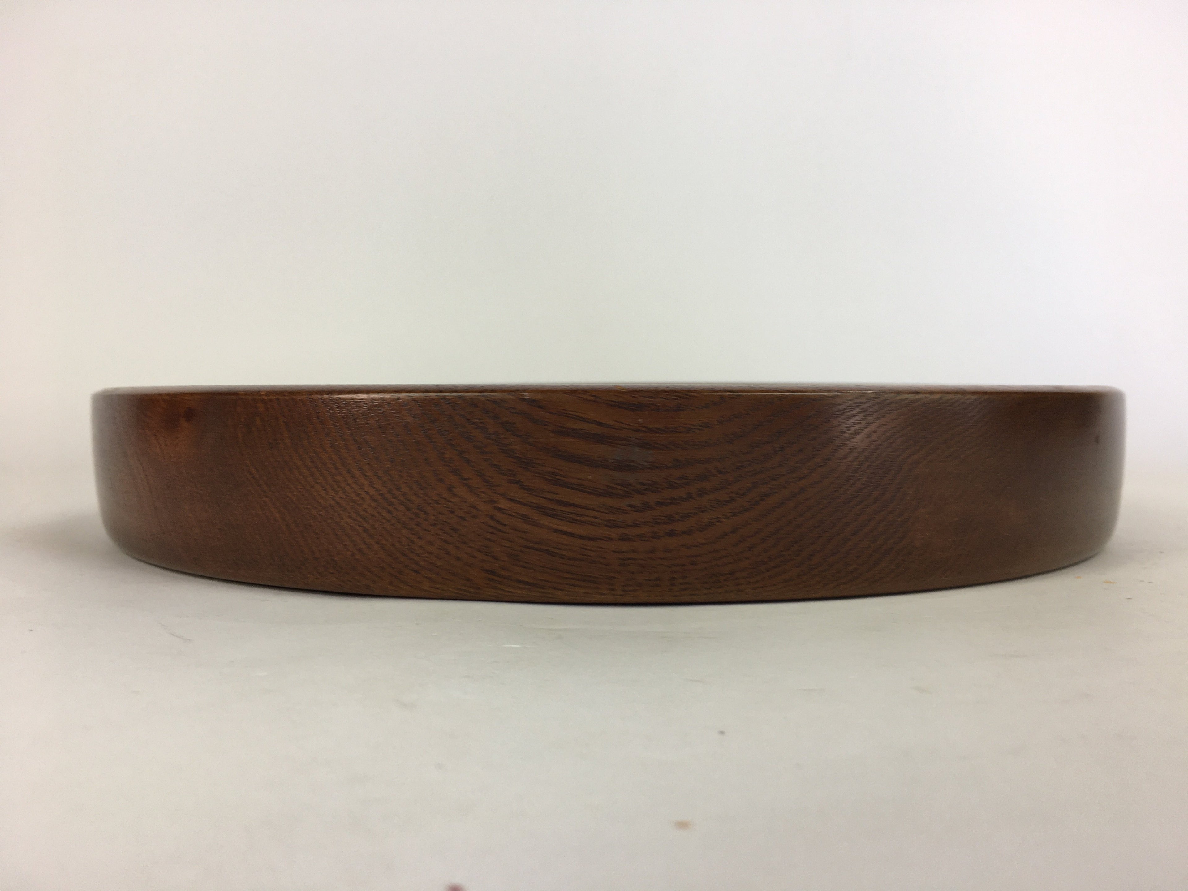 Japanese Wooden Lacquered Tray Obon Vtg Nurimono Brown Round Shape UR521