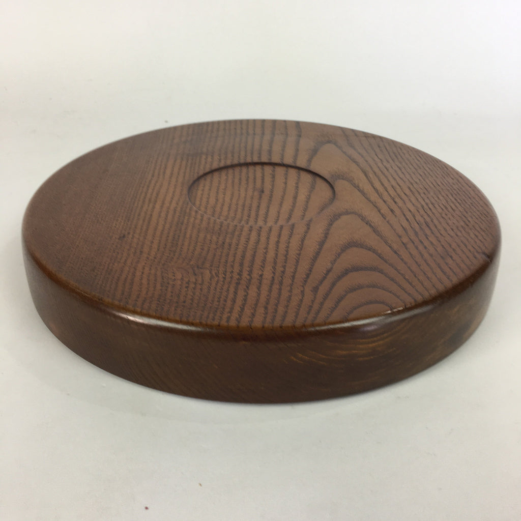 Japanese Wooden Lacquered Tray Obon Vtg Nurimono Brown Round Shape UR521
