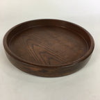 Japanese Wooden Lacquered Tray Obon Vtg Nurimono Brown Round Shape UR521