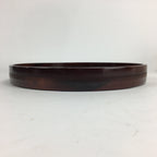 Japanese Wooden Lacquered Tray Obon Vtg Nurimono Brown Round Shape UR532