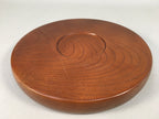 Japanese Wooden Lacquered Tray Obon Vtg Nurimono Brown Round UR479