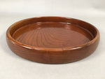 Japanese Wooden Lacquered Tray Obon Vtg Nurimono Brown Round UR479