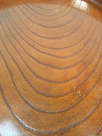 Japanese Wooden Lacquered Tray Obon Vtg Nurimono Brown Round UR479