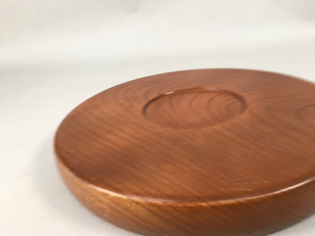 Japanese Wooden Lacquered Tray Obon Vtg Nurimono Brown Round UR479