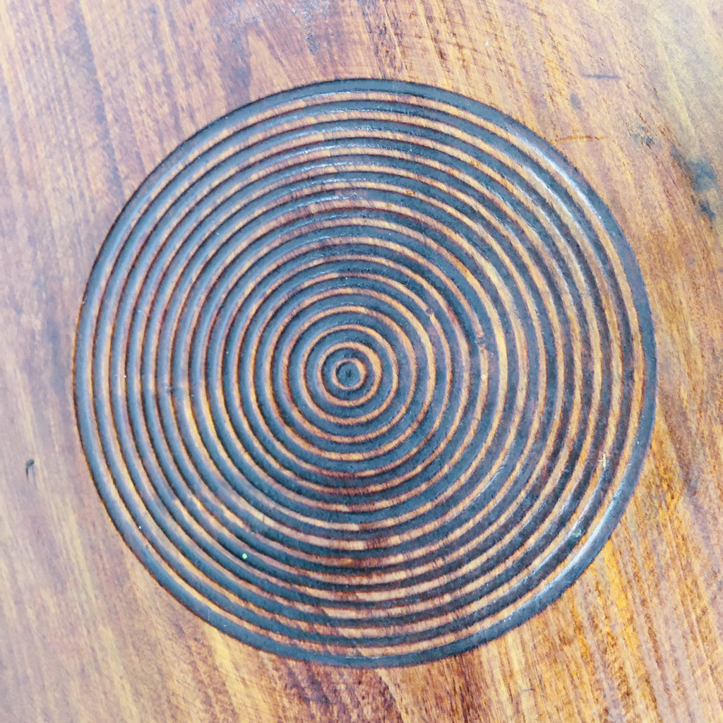 Japanese Wooden Lacquered Tray Obon Vtg Nurimono Brown Swirl Design UR501