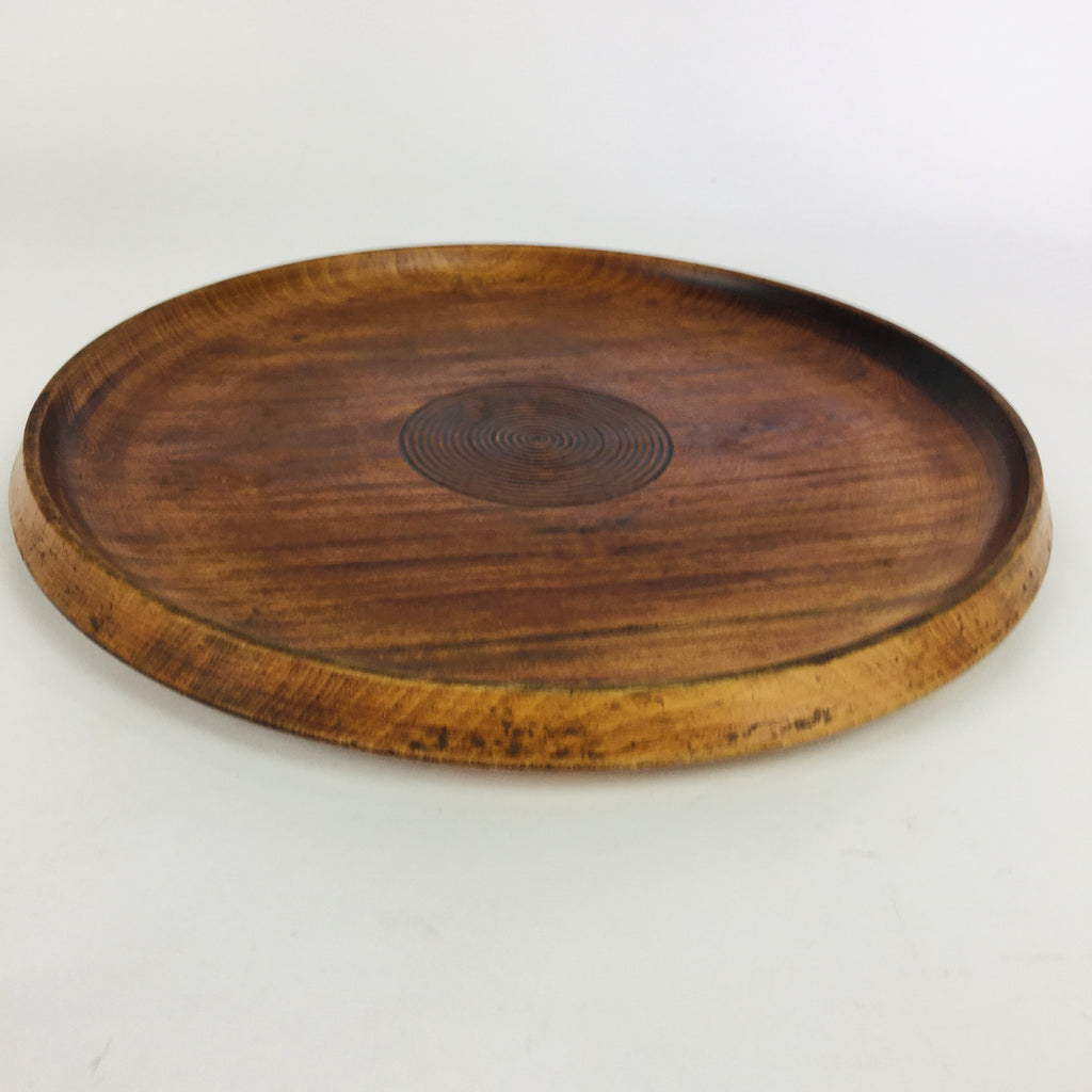 Japanese Wooden Lacquered Tray Obon Vtg Nurimono Brown Swirl Design UR501