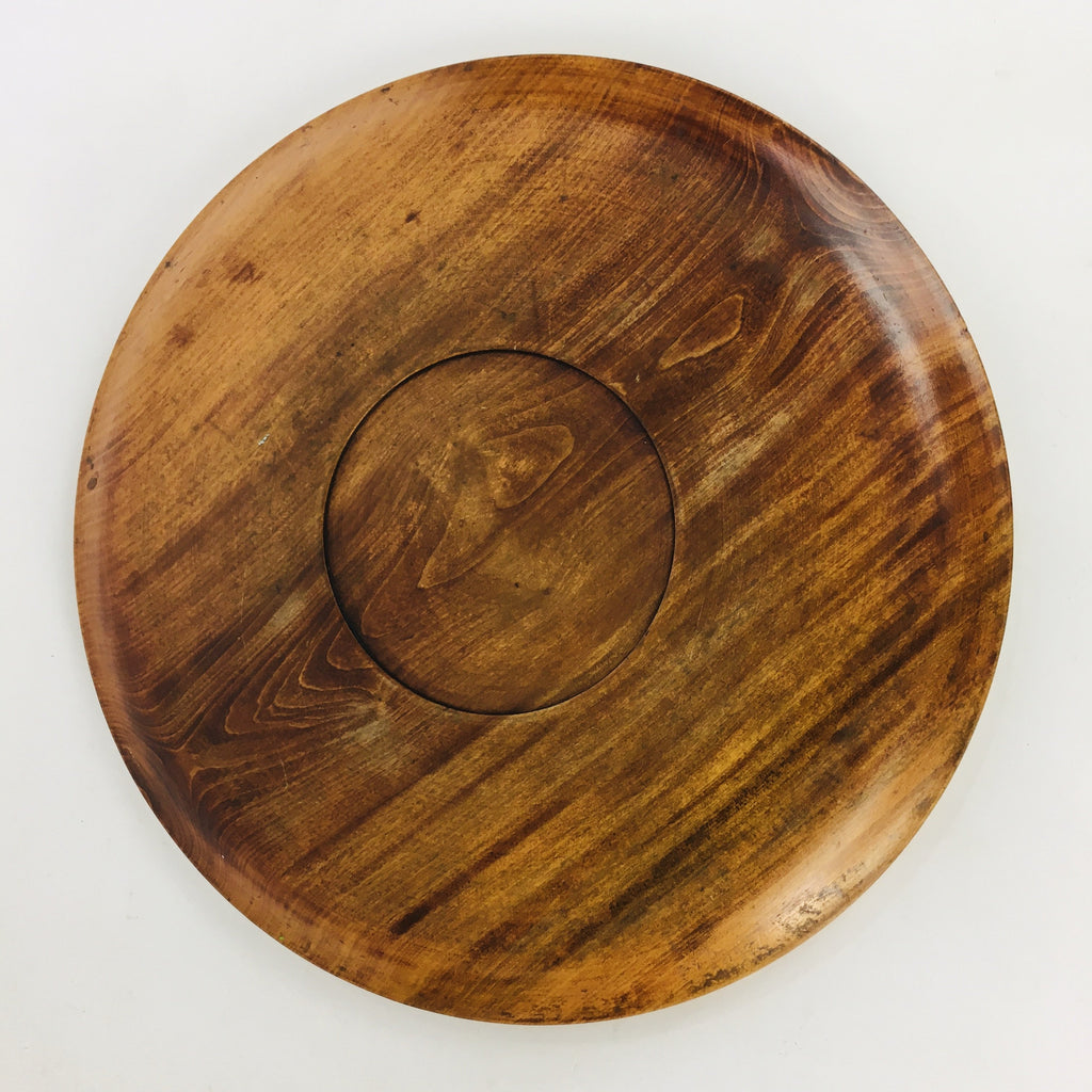 Japanese Wooden Lacquered Tray Obon Vtg Nurimono Brown Swirl Design UR501