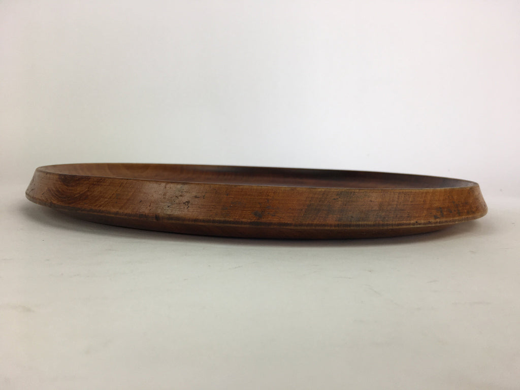 Japanese Wooden Lacquered Tray Obon Vtg Nurimono Brown Swirl Design UR501