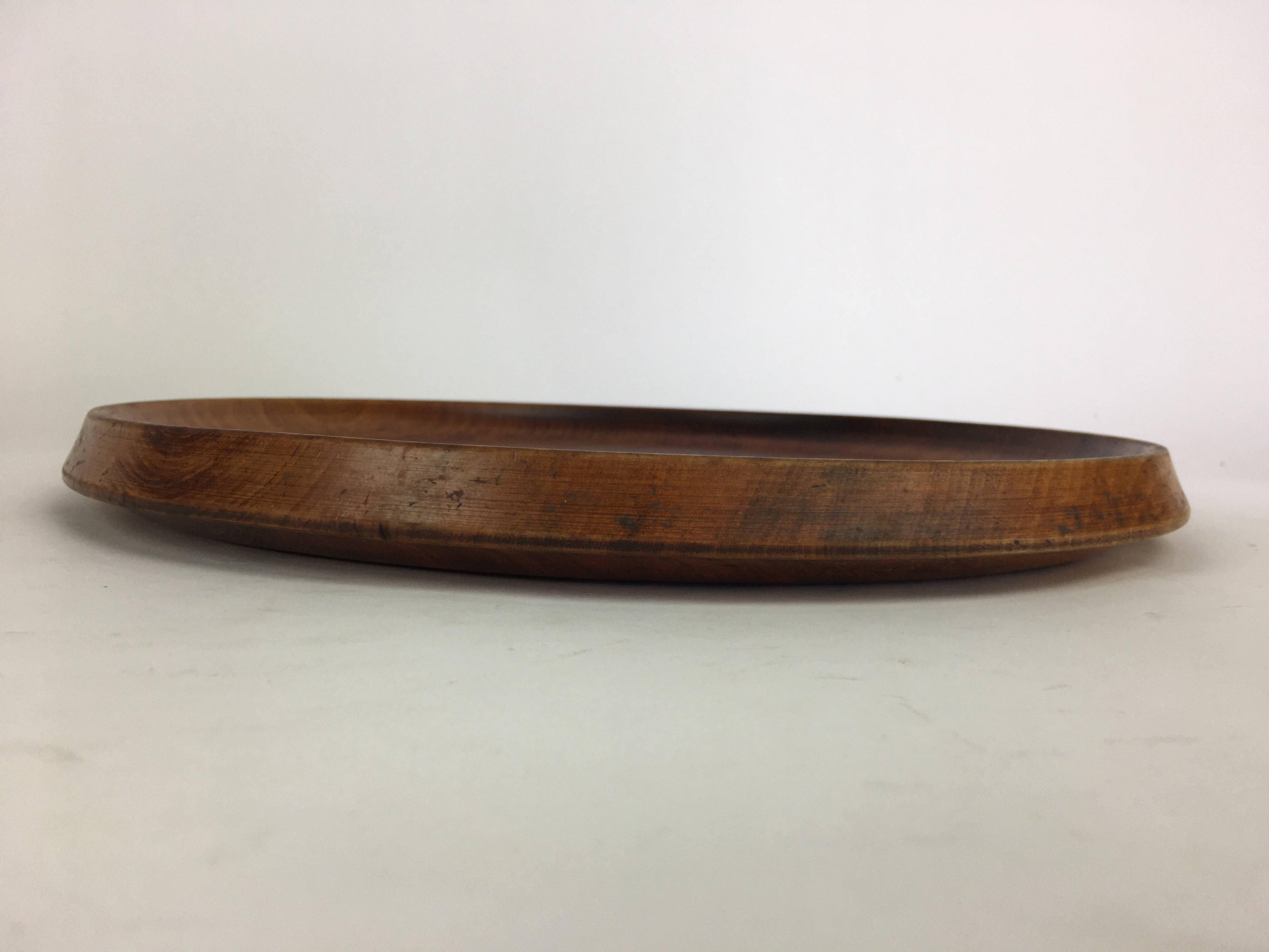 Japanese Wooden Lacquered Tray Obon Vtg Nurimono Brown Swirl Design UR501