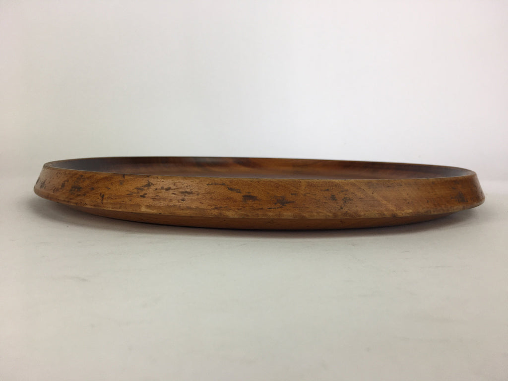 Japanese Wooden Lacquered Tray Obon Vtg Nurimono Brown Swirl Design UR501