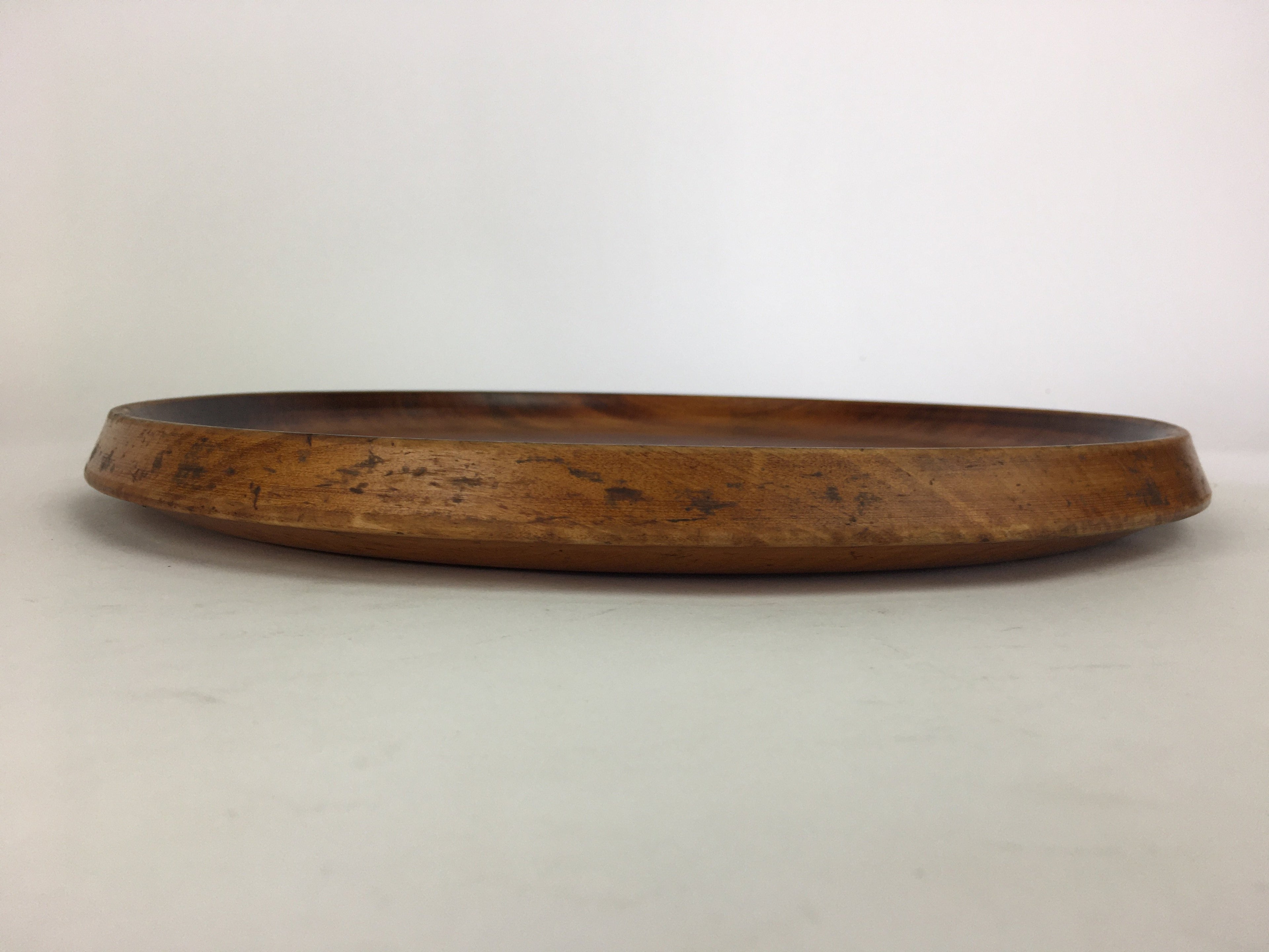 Japanese Wooden Lacquered Tray Obon Vtg Nurimono Brown Swirl Design UR501