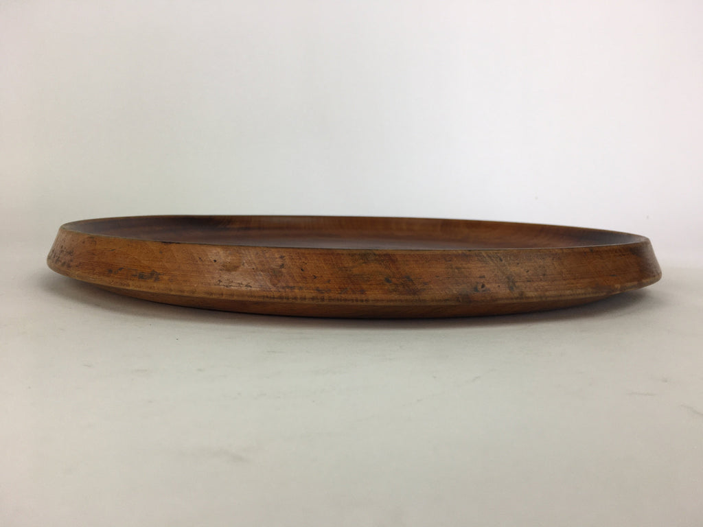 Japanese Wooden Lacquered Tray Obon Vtg Nurimono Brown Swirl Design UR501