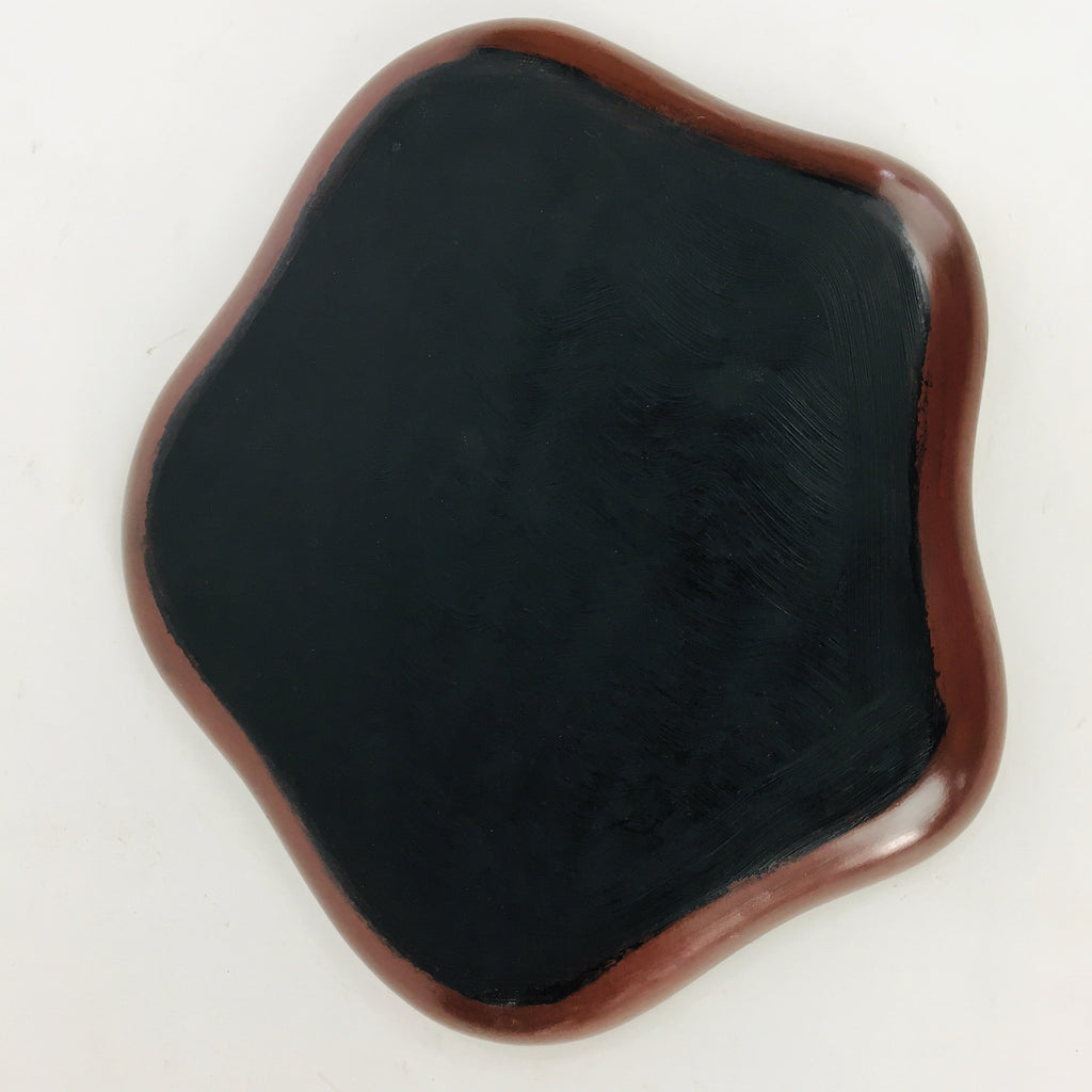 Japanese Wooden Lacquered Tray Obon Vtg Nurimono Plum Blossom Shape UR504