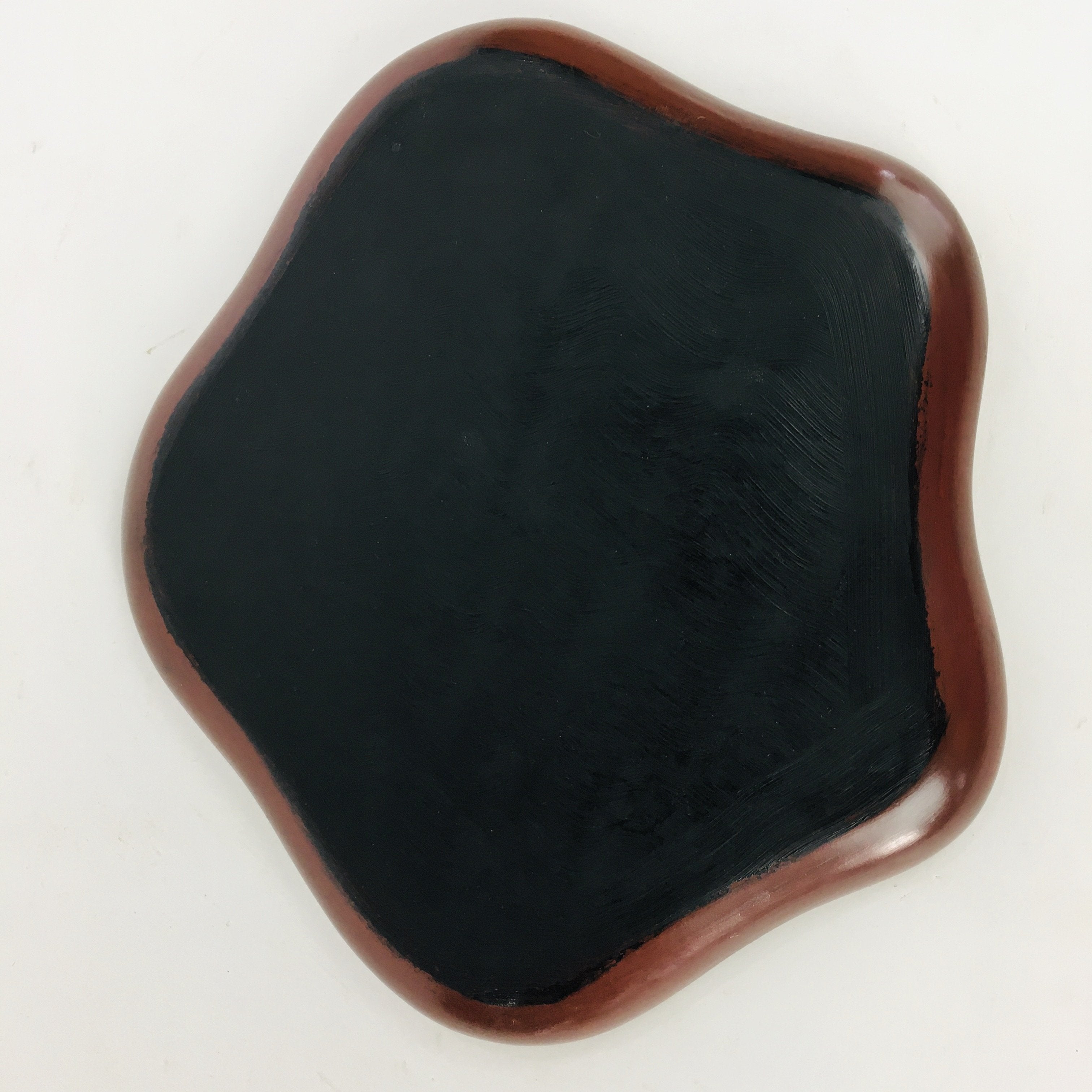 Japanese Wooden Lacquered Tray Obon Vtg Nurimono Plum Blossom Shape UR504