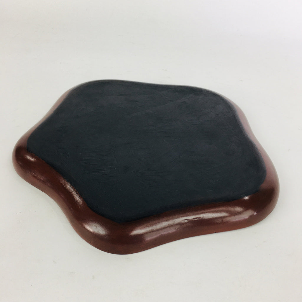 Japanese Wooden Lacquered Tray Obon Vtg Nurimono Plum Blossom Shape UR504