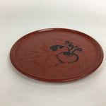 Japanese Wooden Lacquered Tray Obon Vtg Nurimono Round Shape Radish UR540