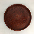 Japanese Wooden Lacquered Tray Obon Vtg Nutural Wood Round Brown UR544