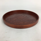 Japanese Wooden Lacquered Tray Obon Vtg Nutural Wood Round Brown UR544