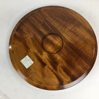 Japanese Wooden Lacquered Tray Obon Vtg Nutural Wood Round Brown UR545