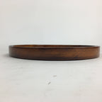 Japanese Wooden Lacquered Tray Obon Vtg Nutural Wood Round Brown UR545