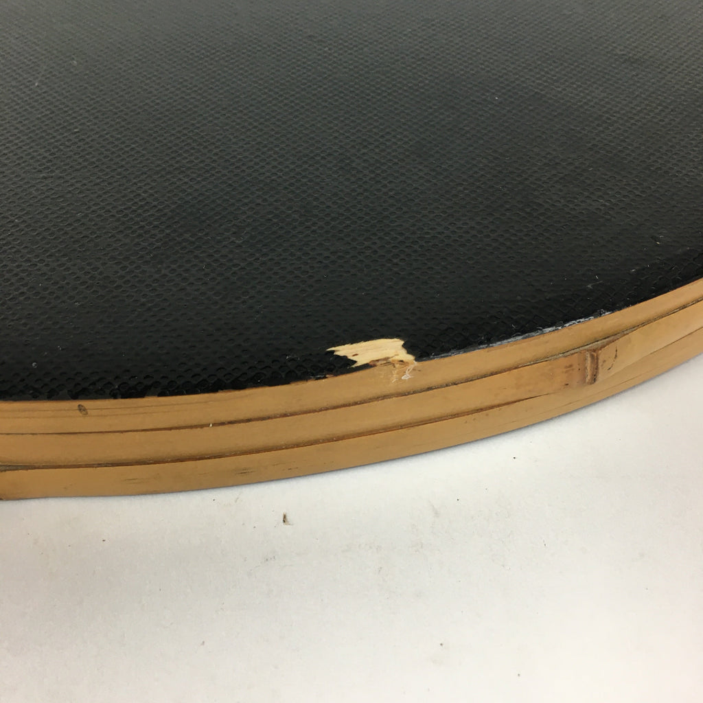Japanese Wooden Lacquered Tray Obon Vtg Round Bamboo Work UR633
