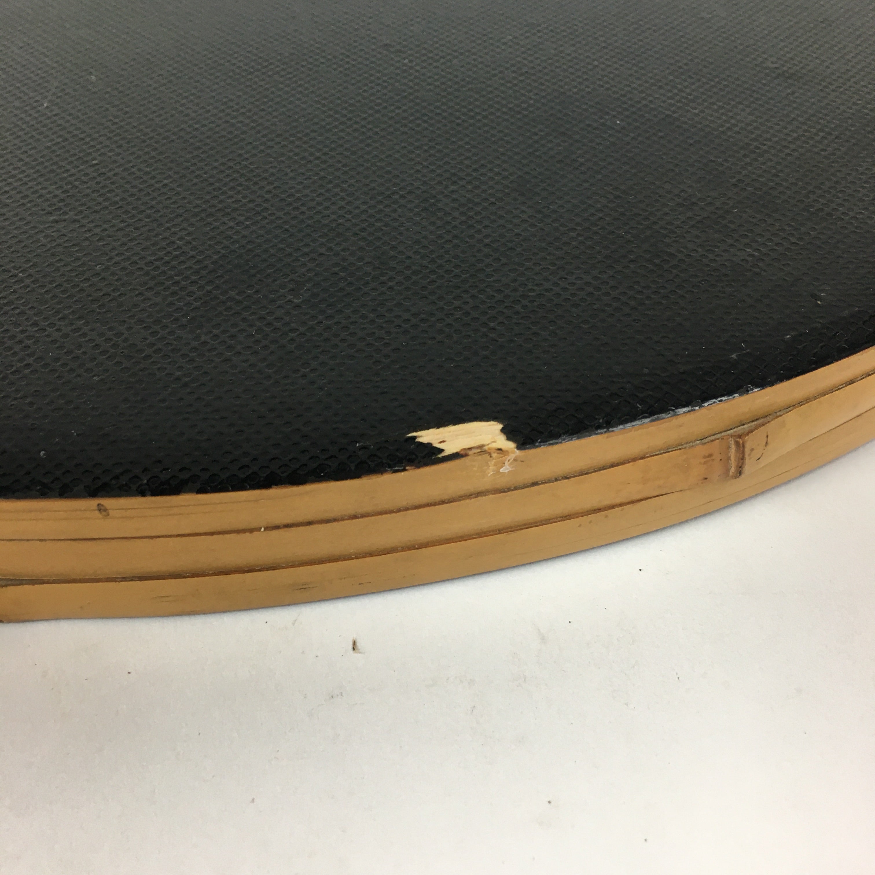 Japanese Wooden Lacquered Tray Obon Vtg Round Bamboo Work UR633