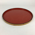Japanese Wooden Lacquered Tray Obon Vtg Round Bamboo Work UR633