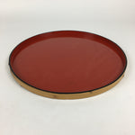 Japanese Wooden Lacquered Tray Obon Vtg Round Bamboo Work UR633