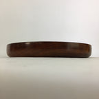 Japanese Wooden Lacquered Tray Obon Vtg Round Natural Wood Brown UR705