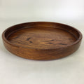 Japanese Wooden Lacquered Tray Obon Vtg Round Natural Wood Brown UR705